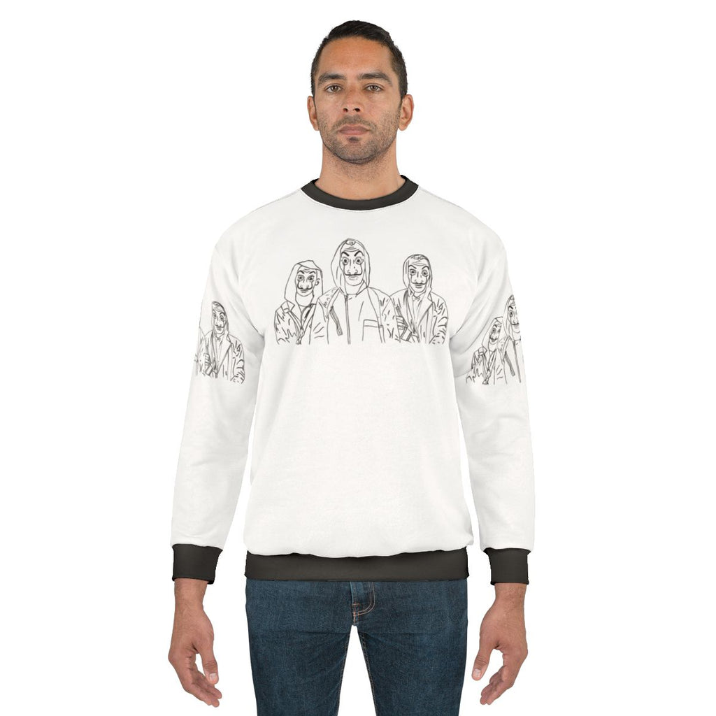 Money Heist Sweatshirt with Red Jumpsuit and Salvador Dali Mask