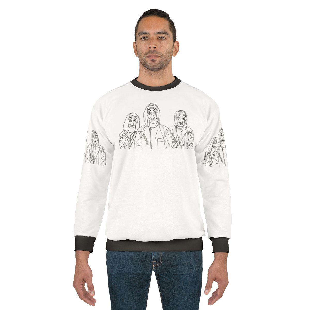 Money Heist Sweatshirt with Red Jumpsuit and Salvador Dali Mask