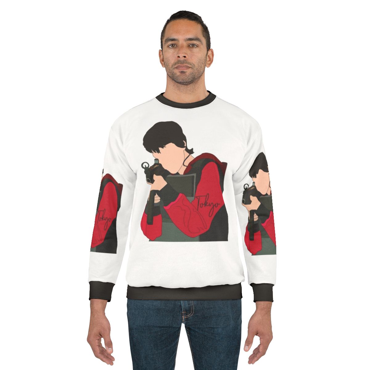 Money Heist Tokyo Sweatshirt featuring characters from the Netflix series