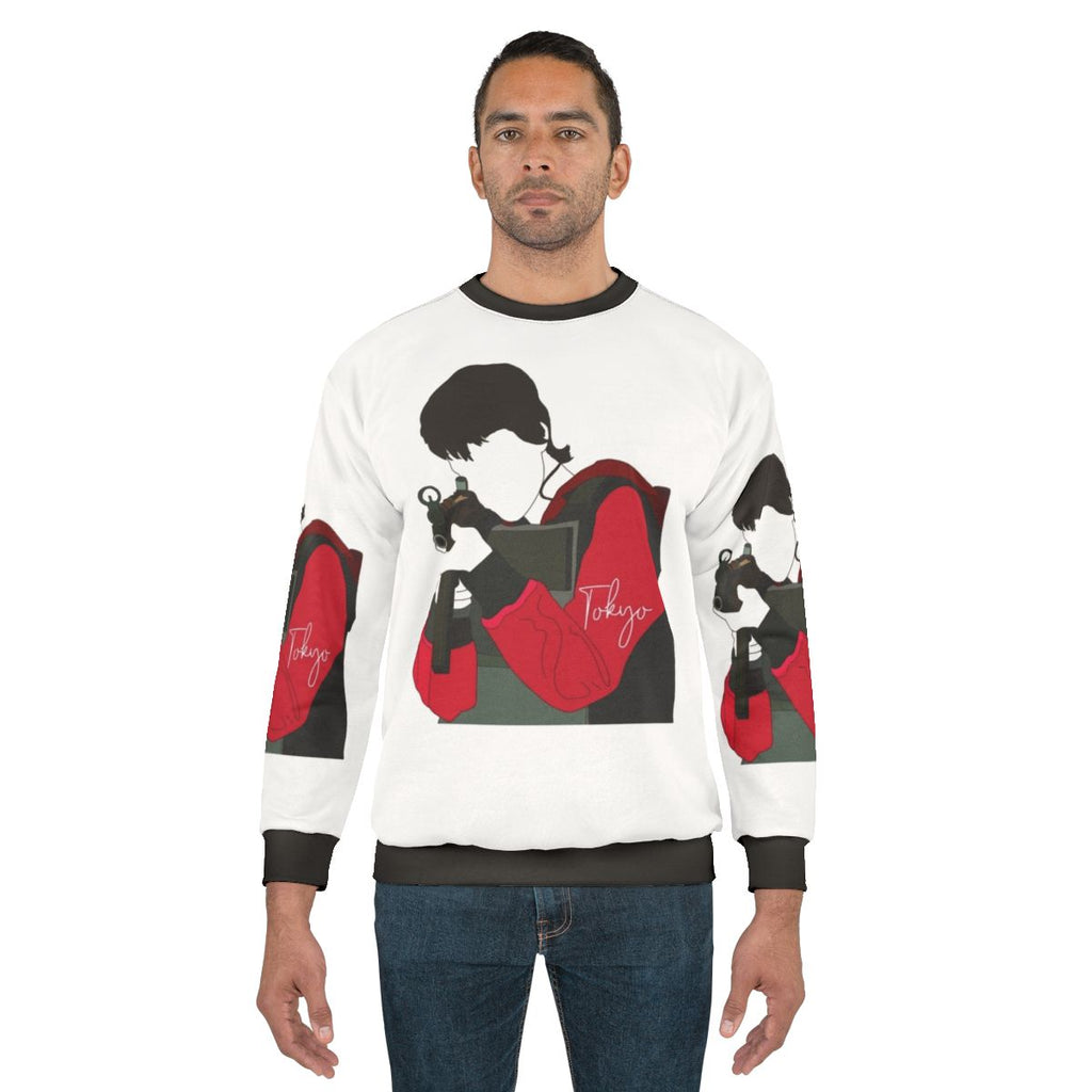 Money Heist Tokyo Sweatshirt featuring key characters from the Netflix series