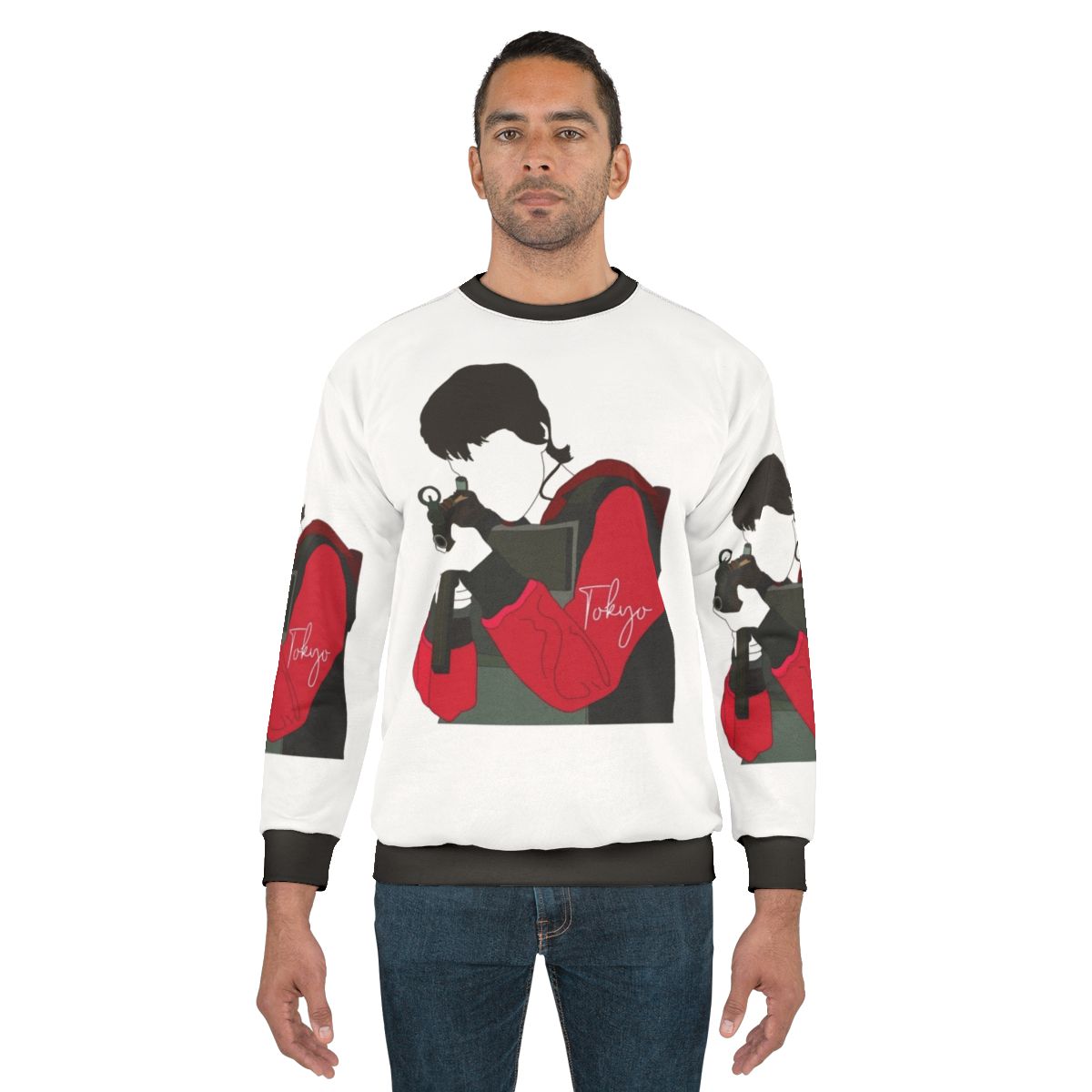 Money Heist Tokyo Sweatshirt featuring key characters from the Netflix series