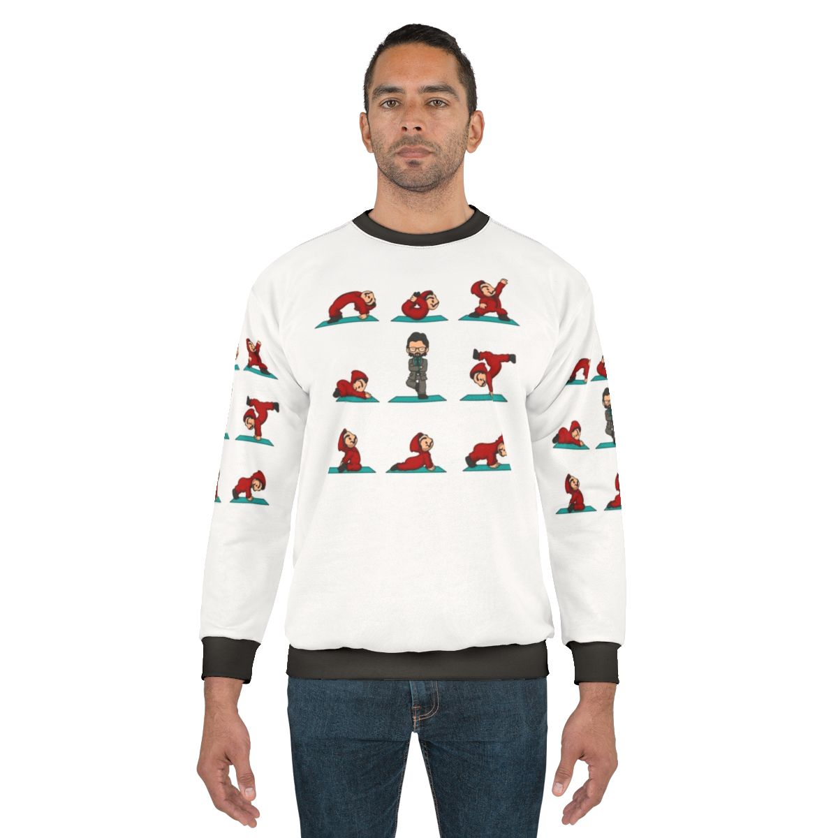 Money Heist Yoga Sweatshirt featuring characters from the Netflix series