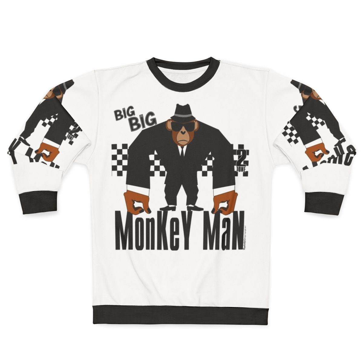 Monkey man graphic on a cozy ska inspired sweatshirt