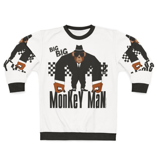 Monkey man graphic on a cozy ska inspired sweatshirt