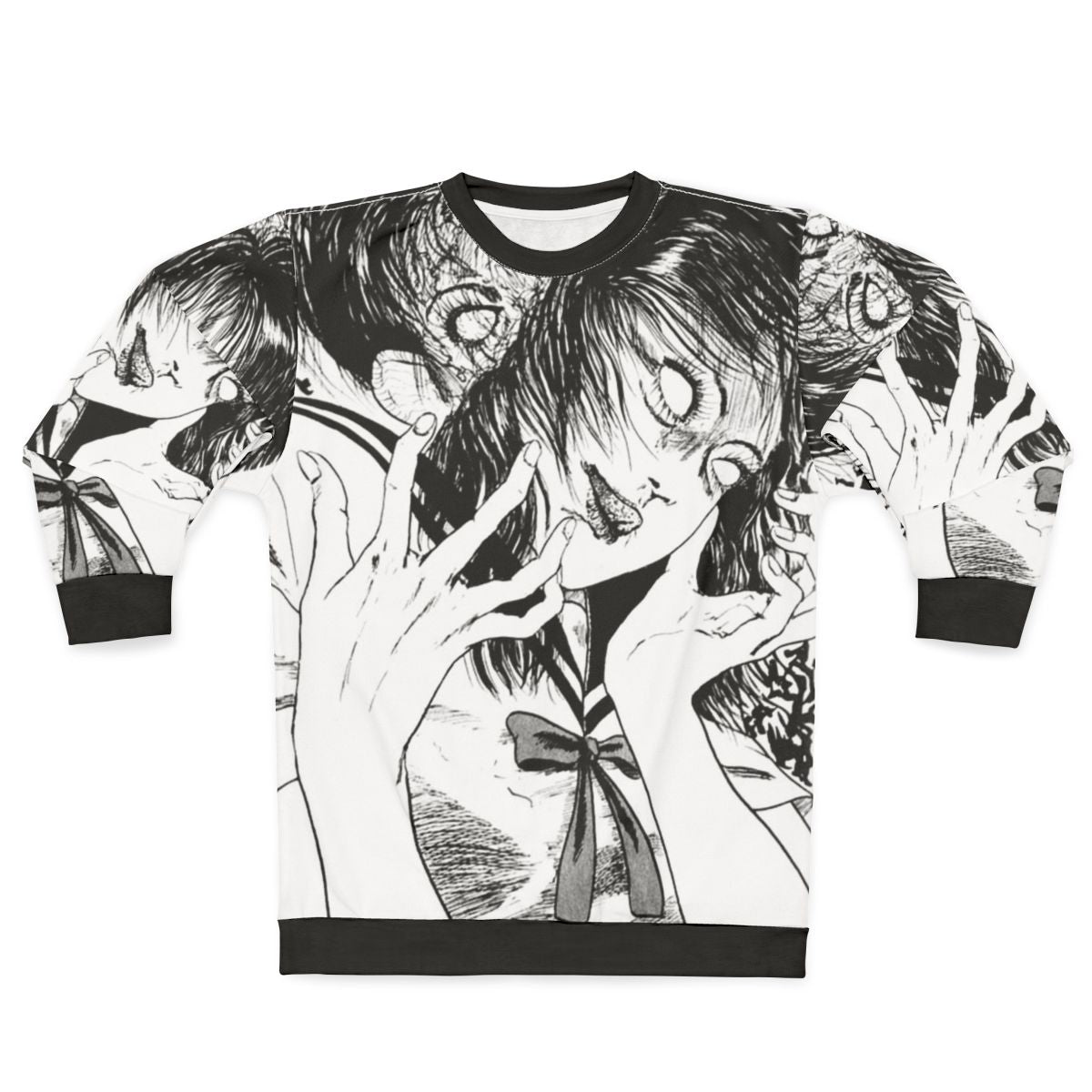 Monochrome possession horror manga anime graphic sweatshirt