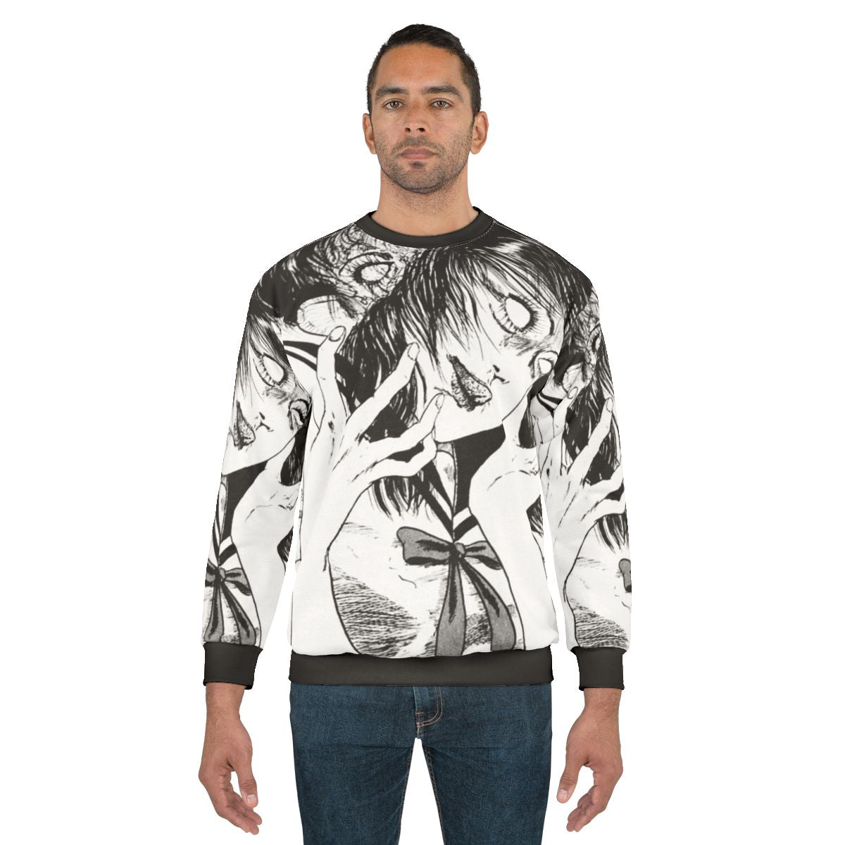 Monochrome possession horror manga anime graphic sweatshirt