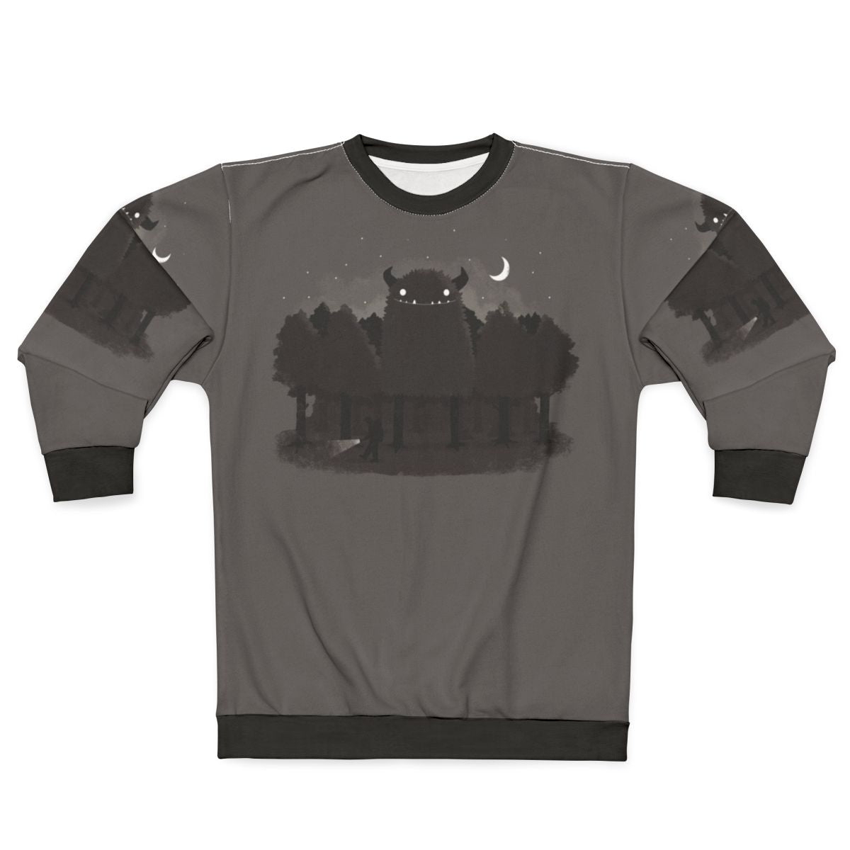 Monster Hunting Sweatshirt with Bigfoot, Funny Outdoor Adventure Apparel