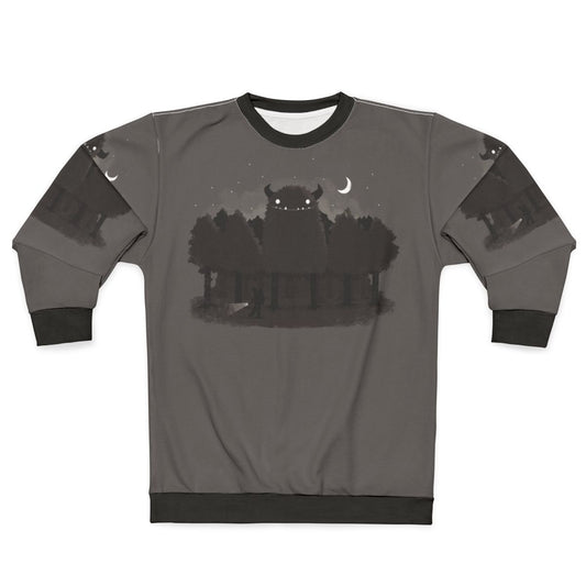 Monster Hunting Sweatshirt with Bigfoot, Funny Outdoor Adventure Apparel