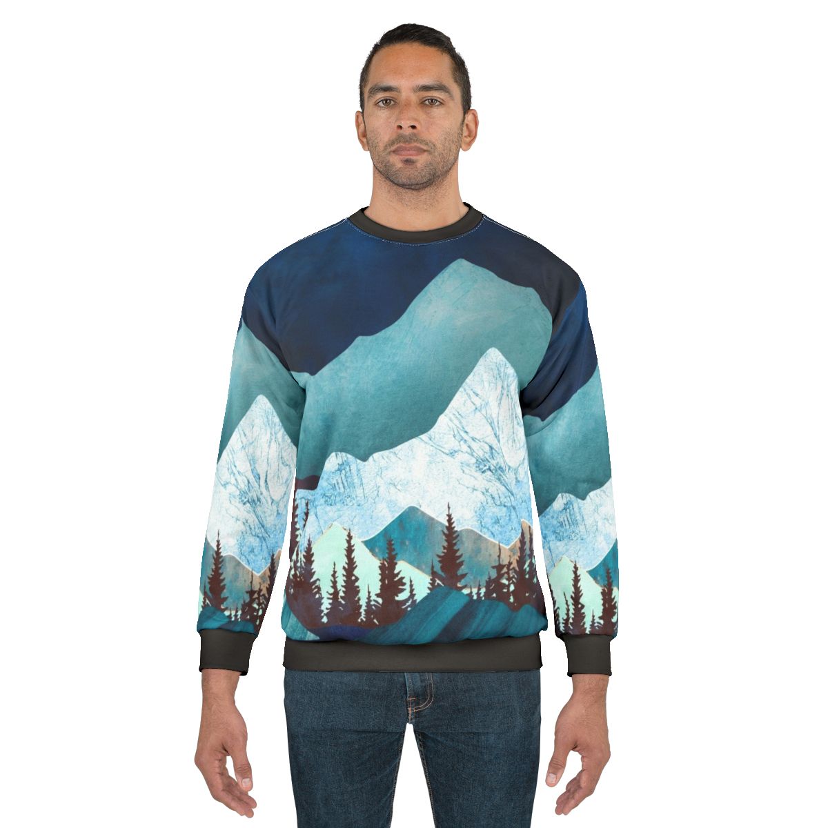 Ethereal moon bay sweatshirt with abstract landscape design