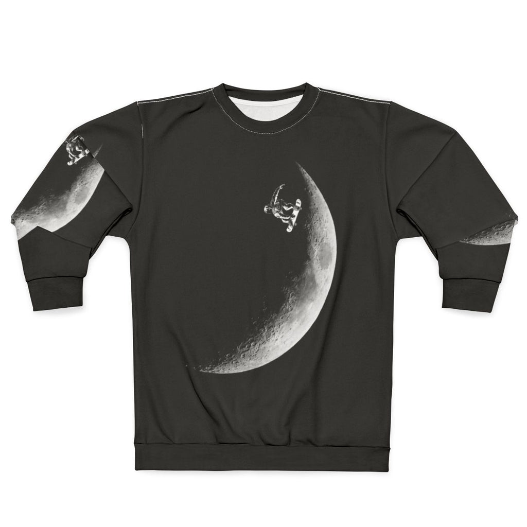 Astronaut skateboarding in the galaxy on a black and white sweatshirt