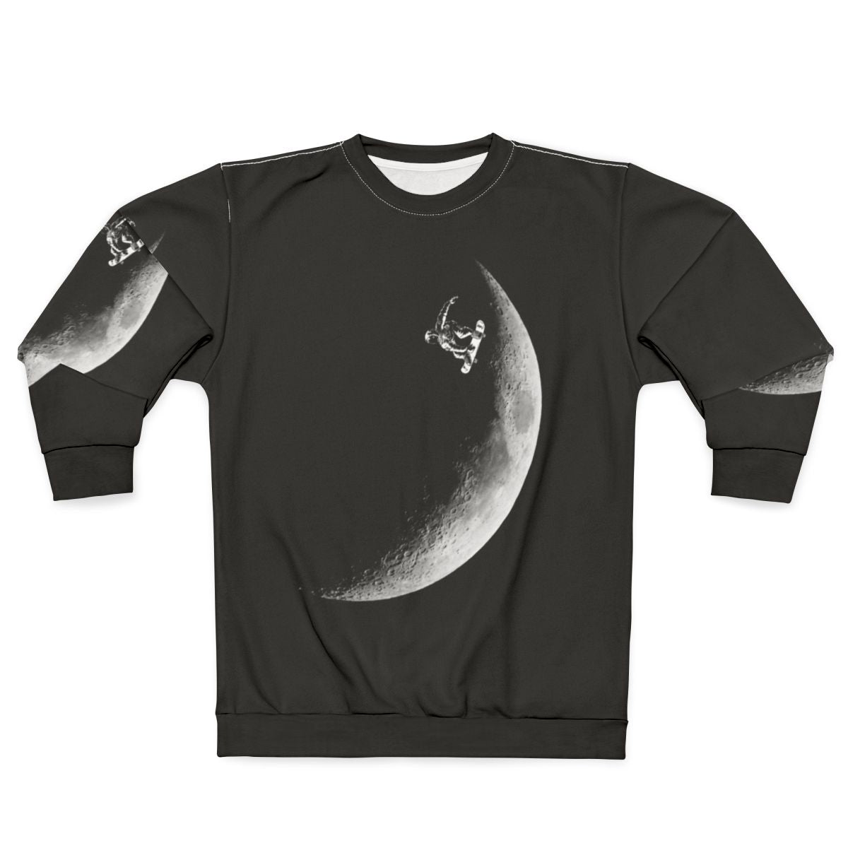 Astronaut skateboarding in the galaxy on a black and white sweatshirt
