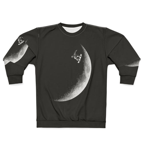Astronaut skateboarding in the galaxy on a black and white sweatshirt