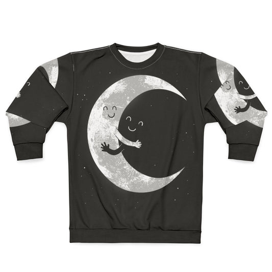 Celestial Moon Hug Sweatshirt with a smiley face moon design