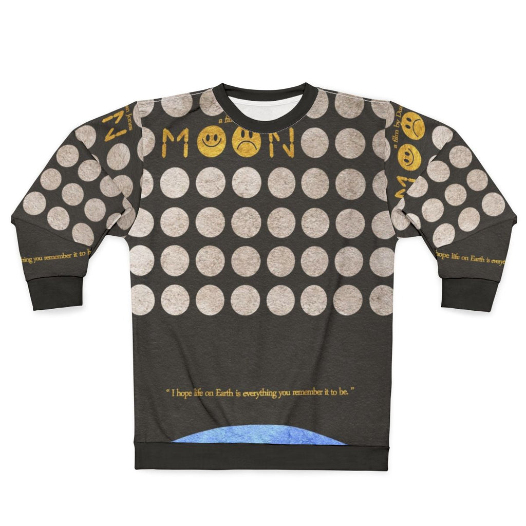 Minimalist Moon Sweatshirt with Retro Sci-Fi Aesthetic