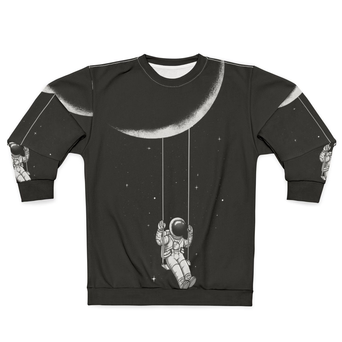 Astronomical moon swing sweatshirt with surreal, cosmic design