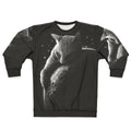 Mooncat Sweatshirt featuring a cat in a space suit against a starry night sky