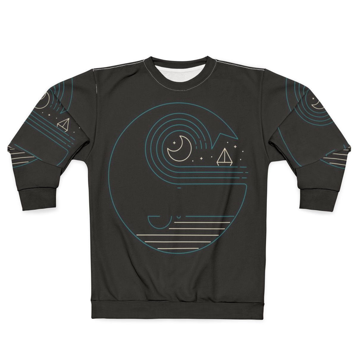 Minimalist Moonlight Companions Sweatshirt with Line Art Design