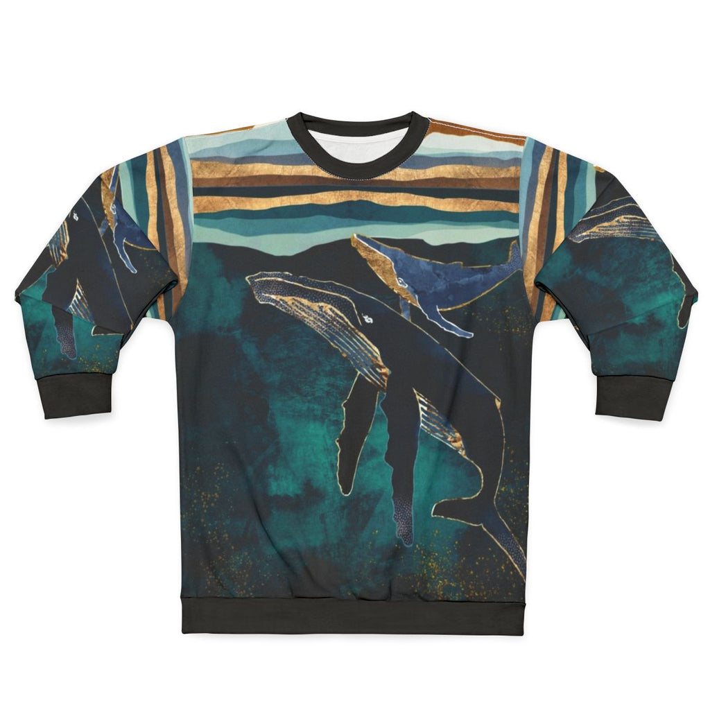Moonlit Whales Sweatshirt featuring a nature-inspired, contemporary design