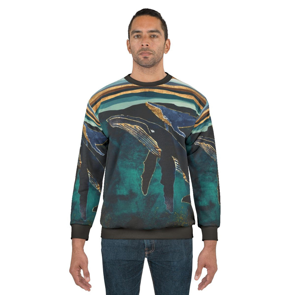 Moonlit Whales Sweatshirt featuring a nature-inspired, contemporary design