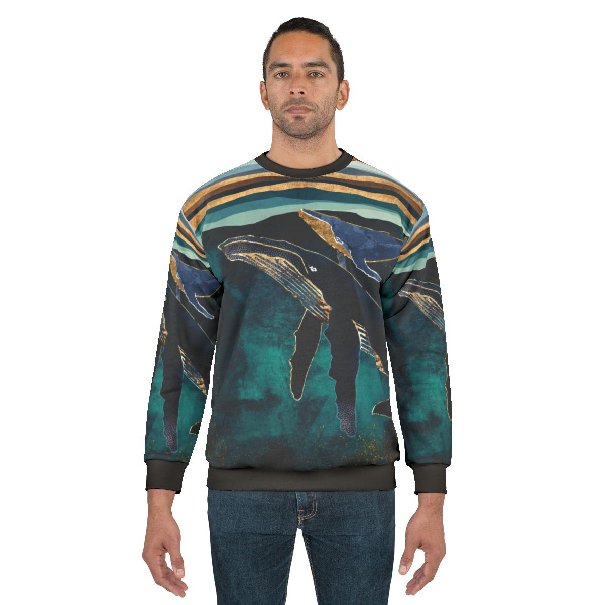 Moonlit Whales Sweatshirt featuring a nature-inspired, contemporary design