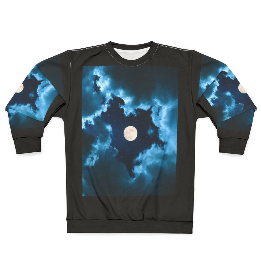 Moonshine sweatshirt featuring a night sky with galaxies, planets, and stars