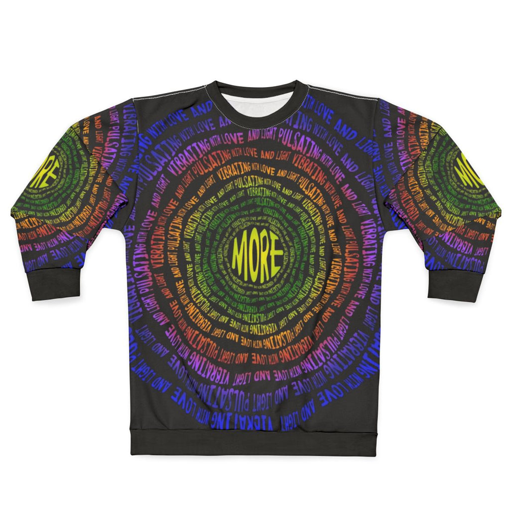 Phish sweatshirt with vibrant, pulsating graphic design and lyrical artwork