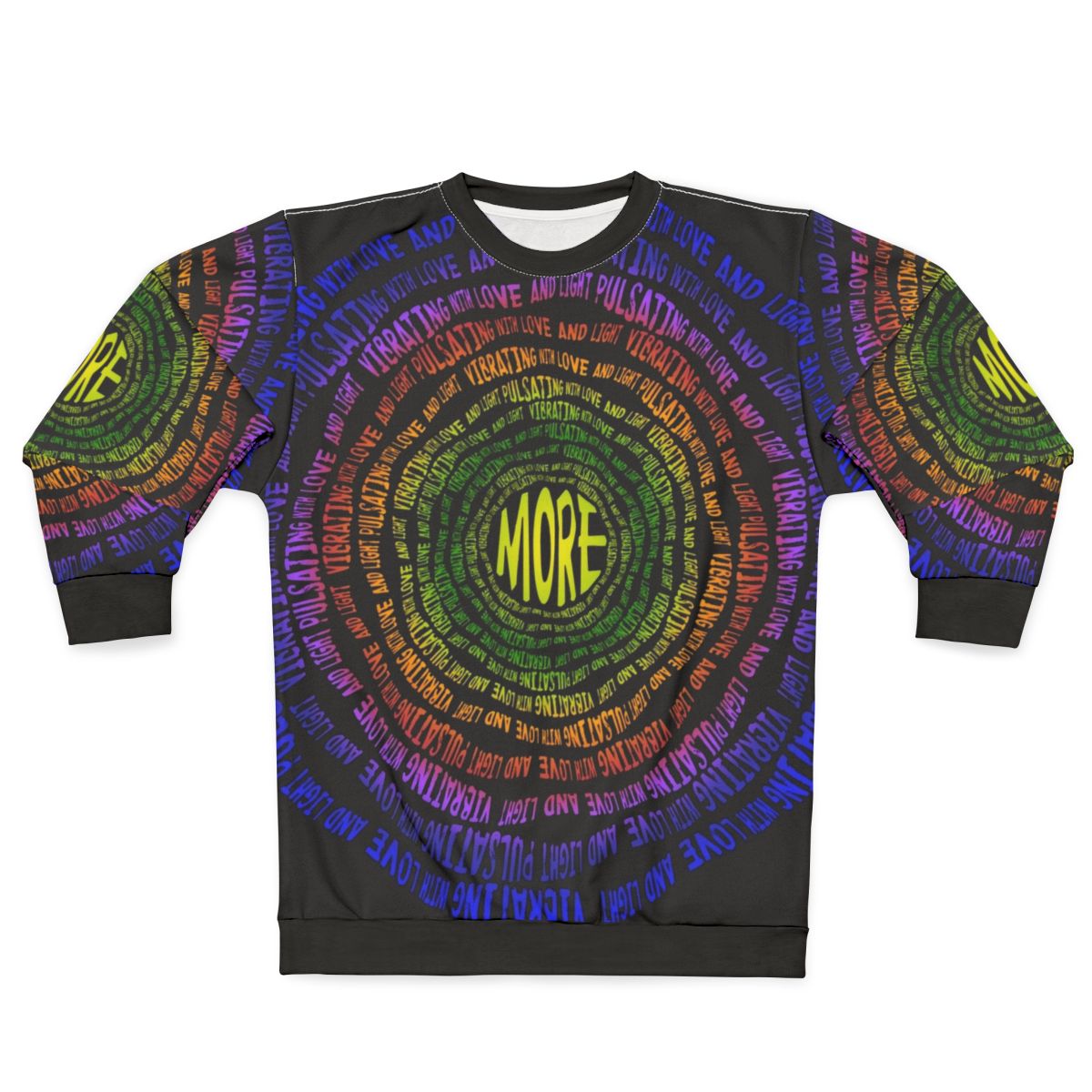 Phish sweatshirt with vibrant, pulsating graphic design and lyrical artwork
