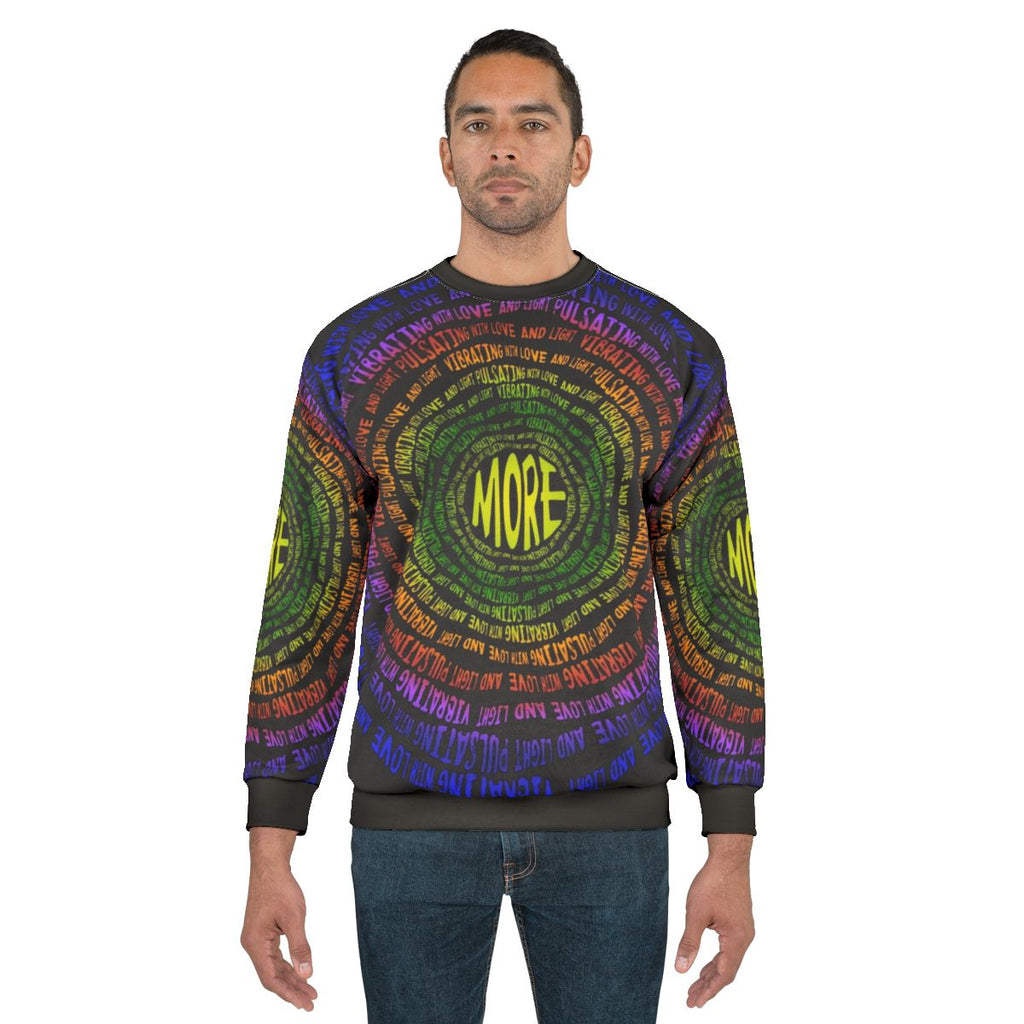 Phish sweatshirt with vibrant, pulsating graphic design and lyrical artwork