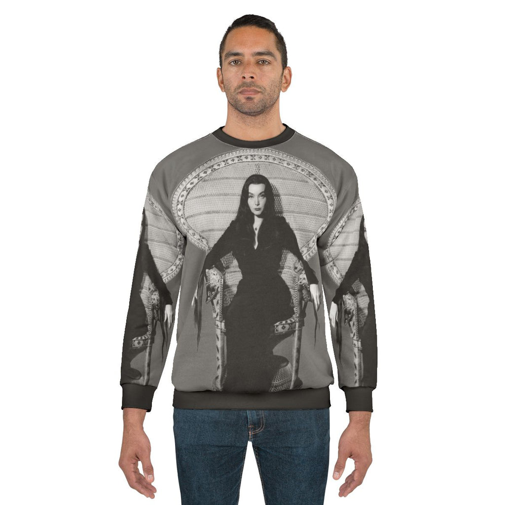 Morticia Addams inspired sweatshirt featuring the iconic Addams Family character