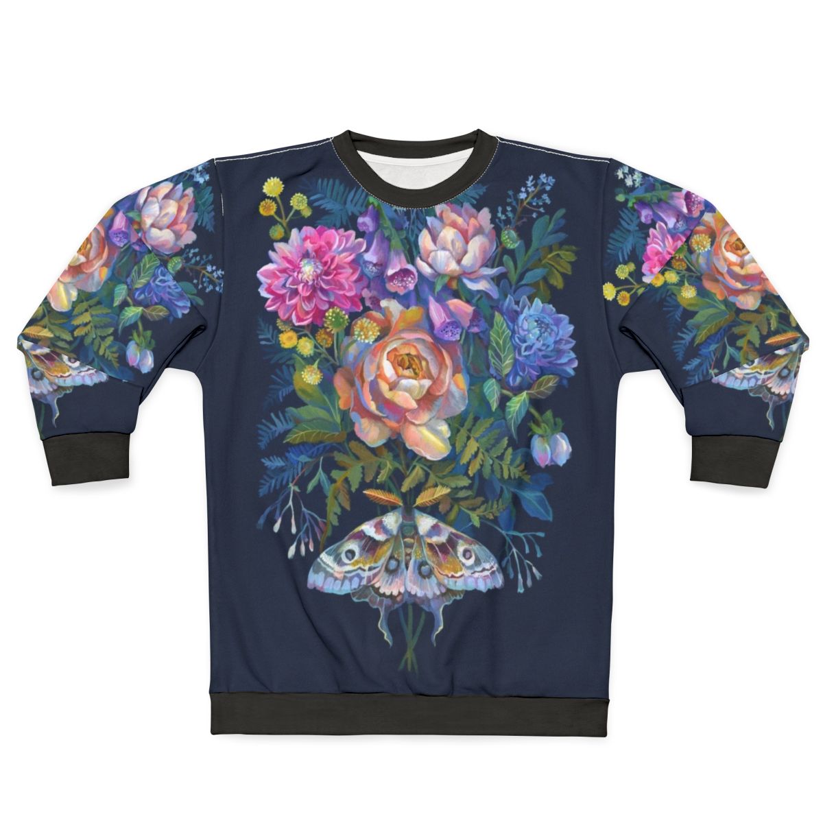 Delicate moth flowers bouquet sweatshirt