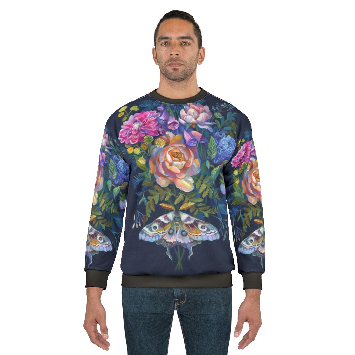 Delicate moth flowers bouquet sweatshirt