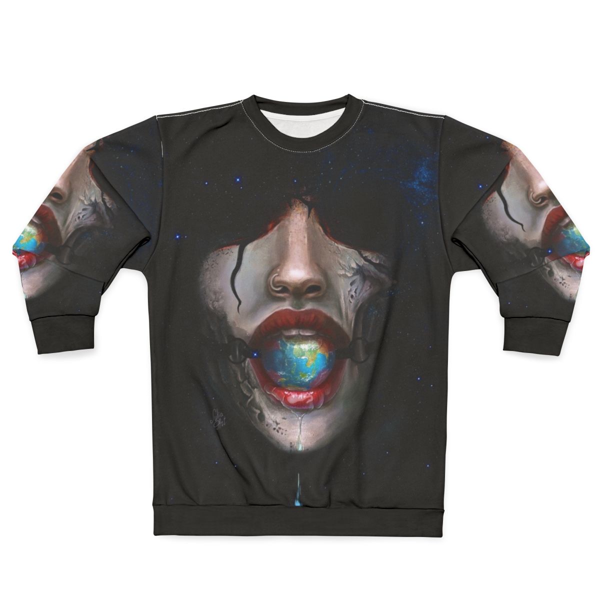 Julia's Mother Earth Themed Gothic Sweatshirt with Skulls and Stars