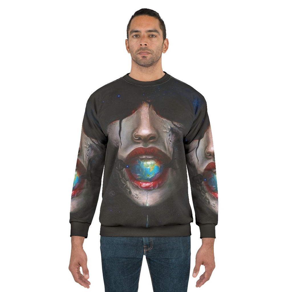 Julia's Mother Earth Themed Gothic Sweatshirt with Skulls and Stars