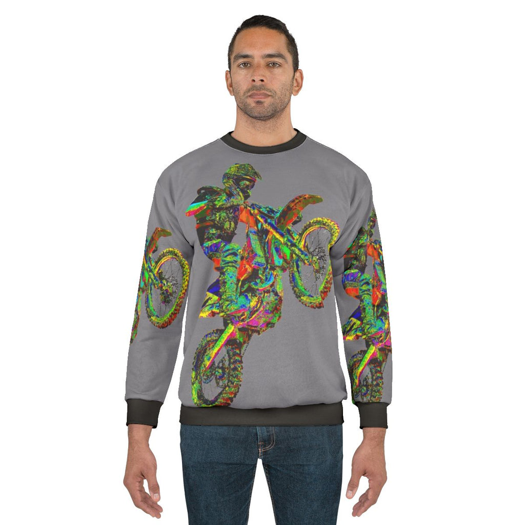 Motocross Sweatshirt with Flower Power Design