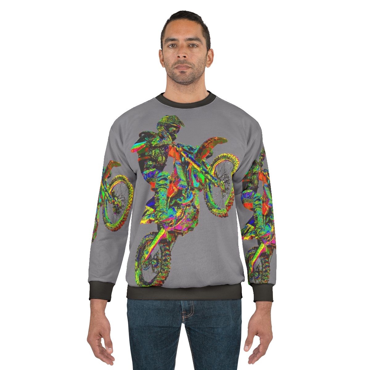 Motocross Sweatshirt with Flower Power Design