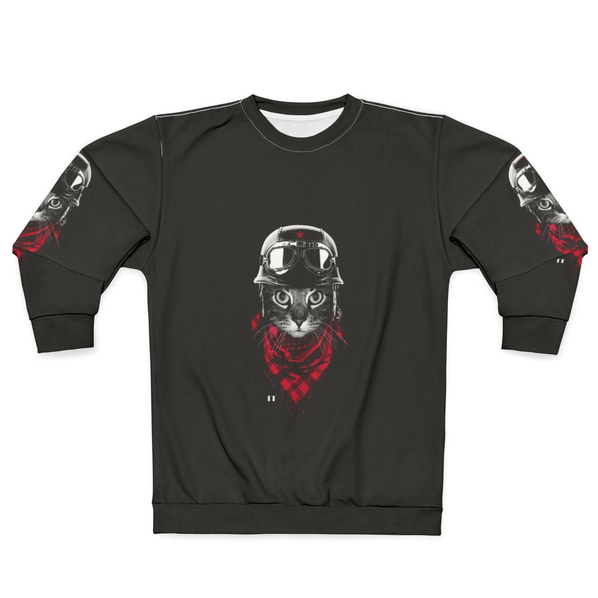Motorcycle Cat Sweatshirt with Feline in Biker Gear