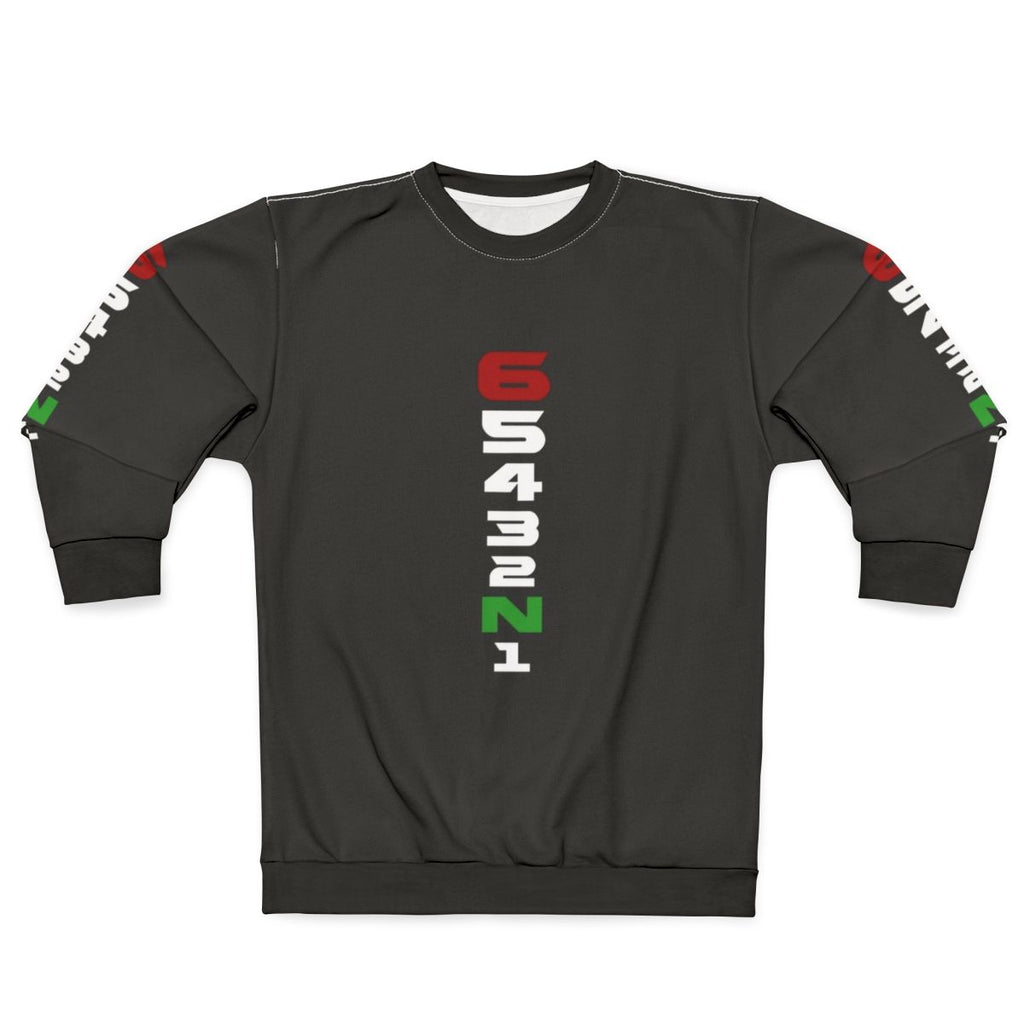 Motorcycle gear sequence design sweatshirt