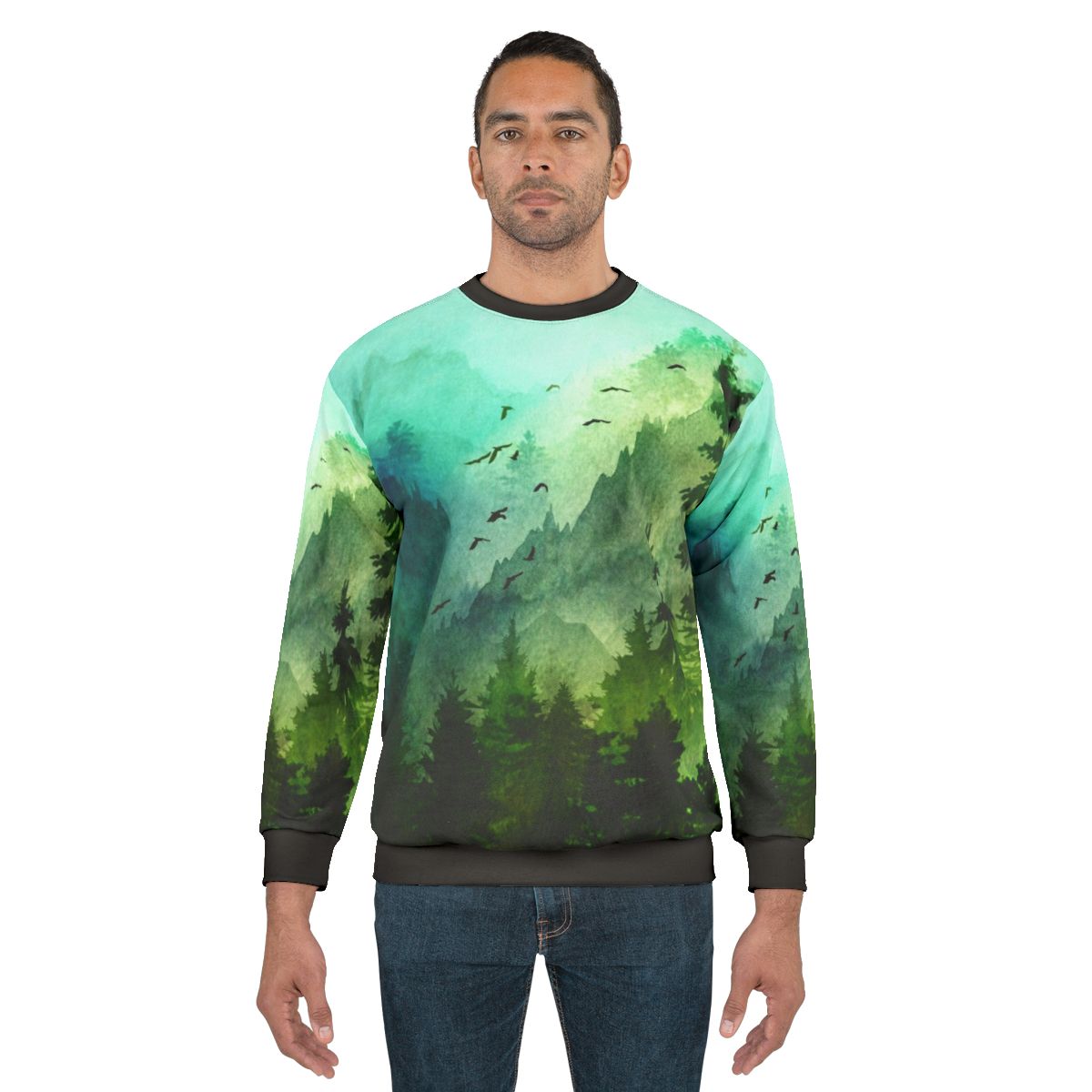 Watercolor mountain landscape sweatshirt