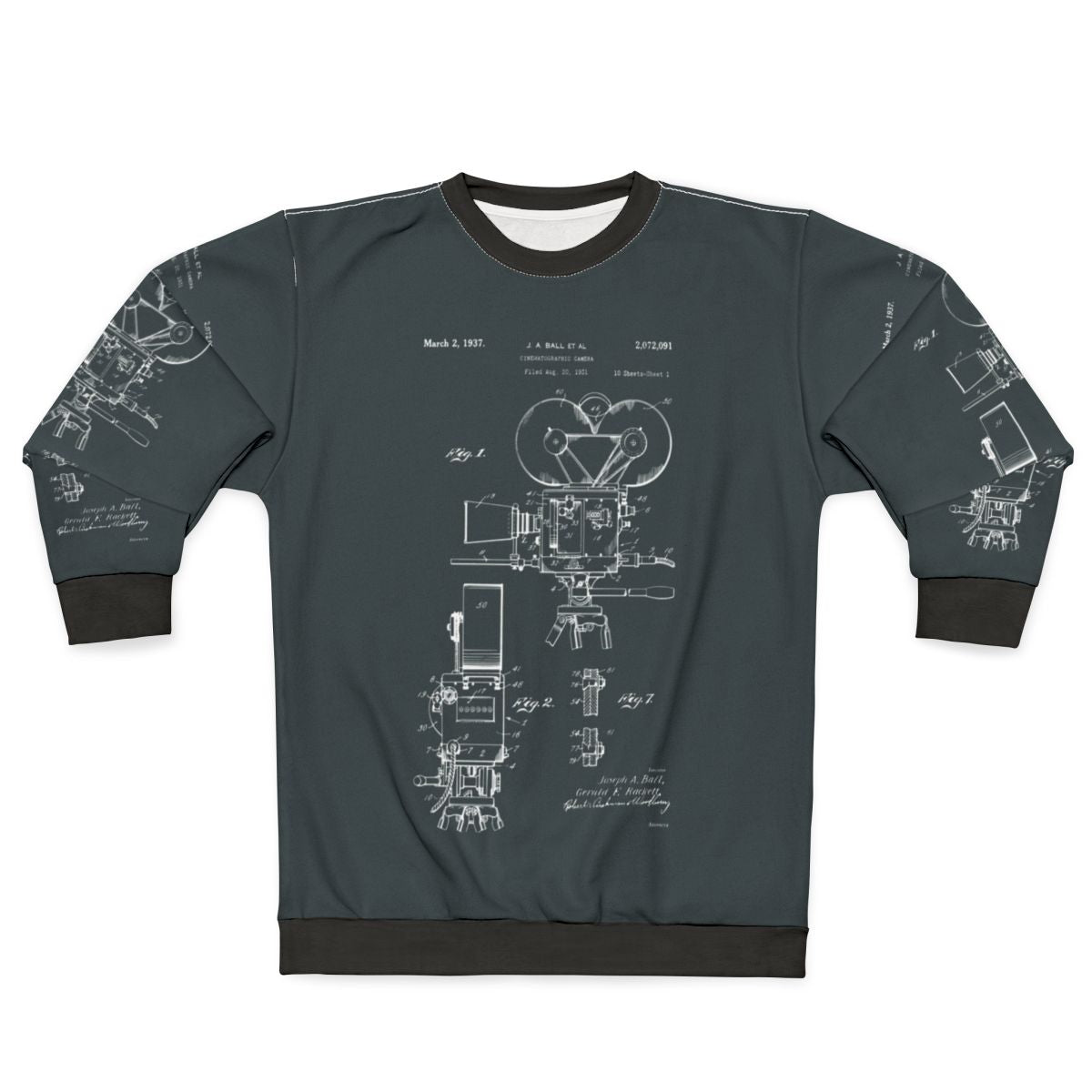 Vintage Moviemaker Film Camera Patent Drawings Sweatshirt