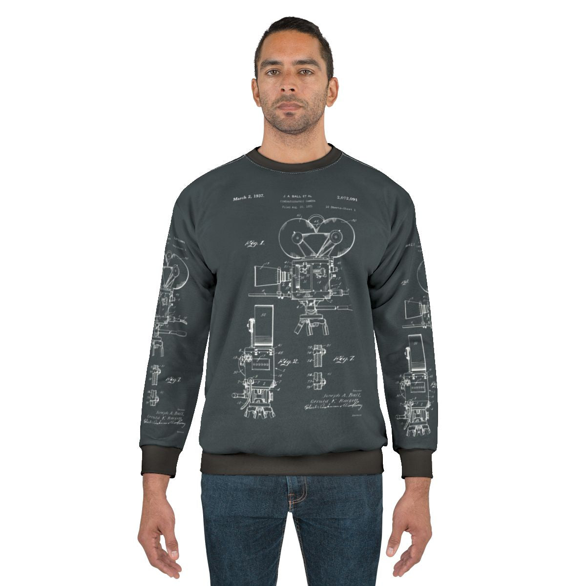 Vintage Moviemaker Film Camera Patent Drawings Sweatshirt