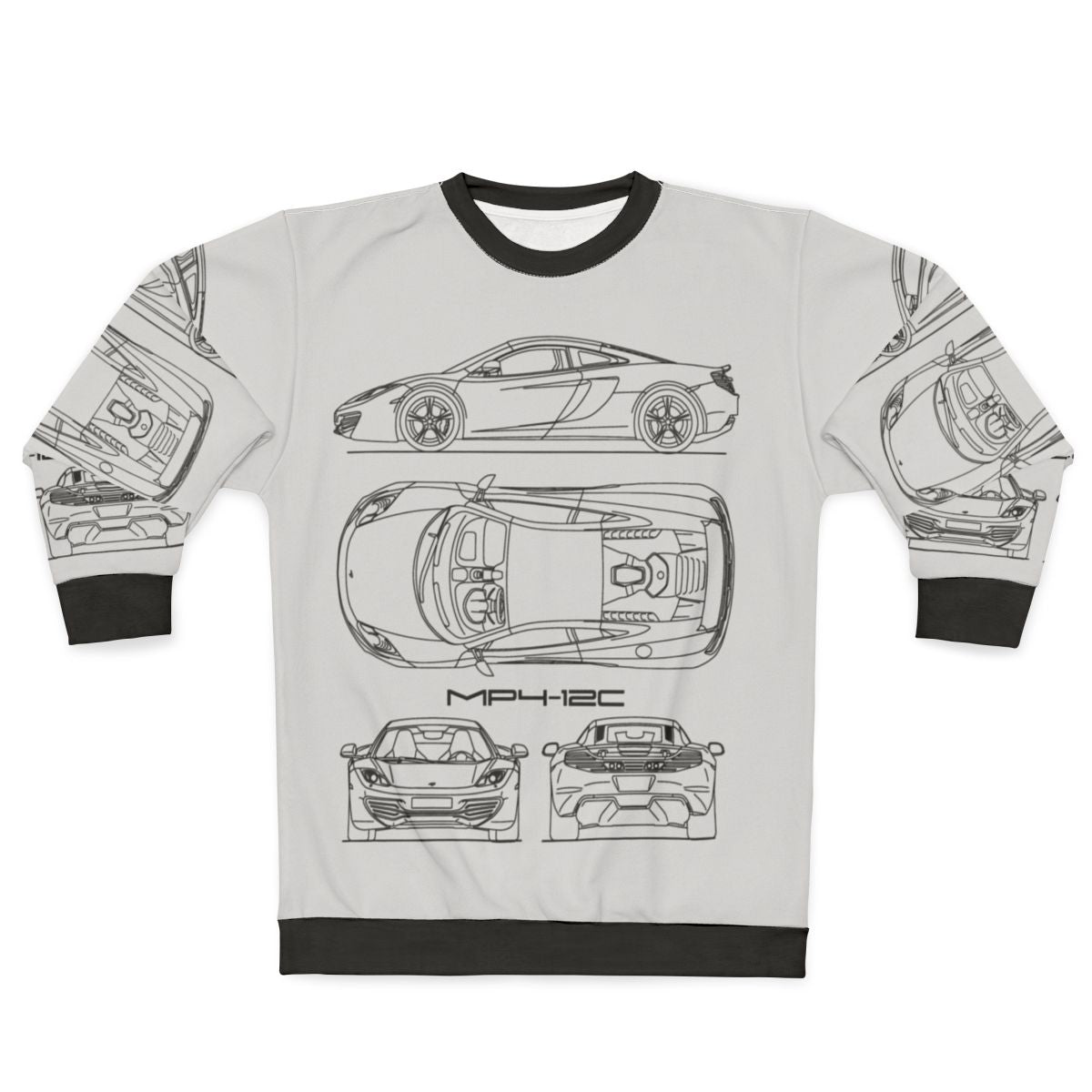 Mclaren MP4 12C blueprint style sweatshirt