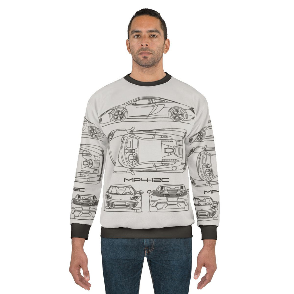 Mclaren MP4 12C blueprint style sweatshirt