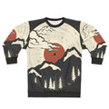 Mountain inspired sweatshirt with nature and wildlife designs
