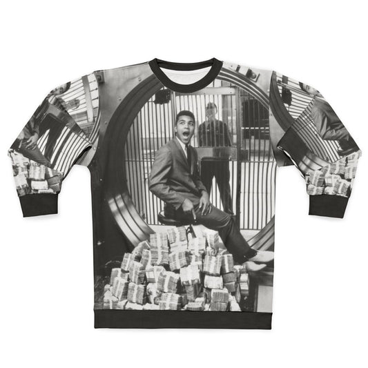 Muhammad Ali, the greatest boxer, wearing a commemorative sweatshirt