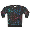 Colorful music notes pattern sweatshirt with watercolor design