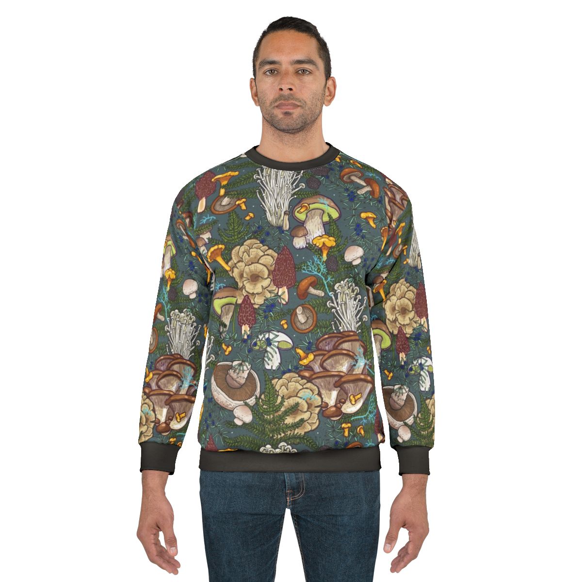 Mushroom forest botanical print sweatshirt