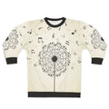 Music-themed sweatshirt with dandelion flower design