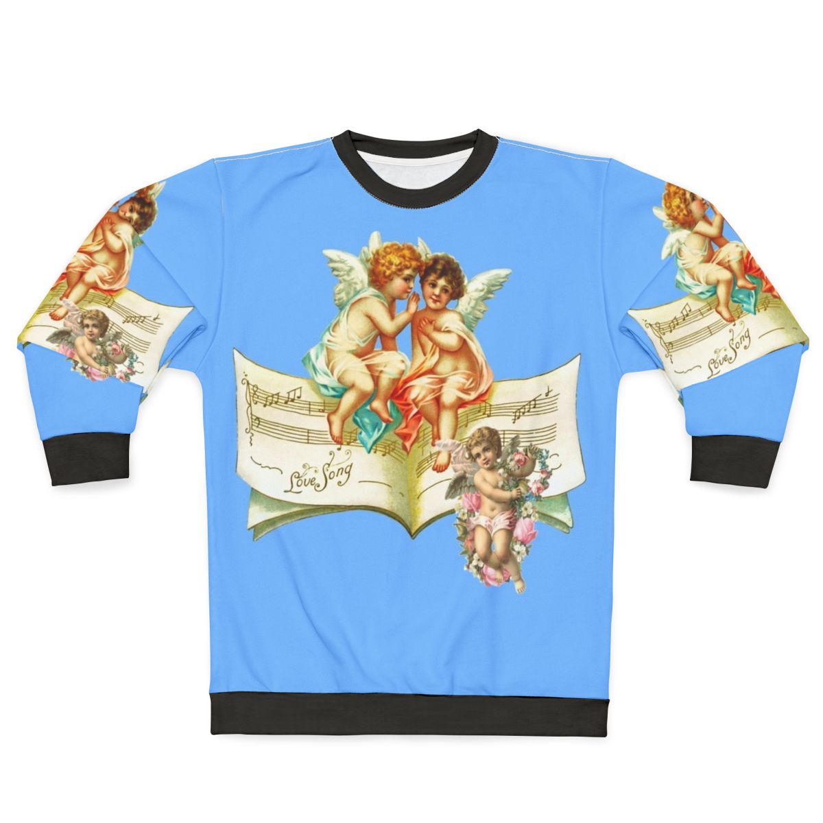 Vintage-inspired music angel cherubs sweatshirt
