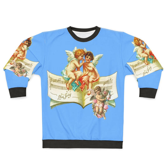 Vintage-inspired music angel cherubs sweatshirt