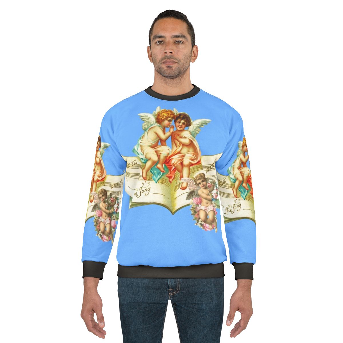 Vintage-inspired music angel cherubs sweatshirt